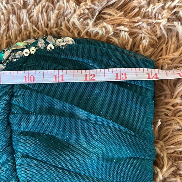 Strapless Sparkly Teal Homecoming Dress - Picture 8 of 10